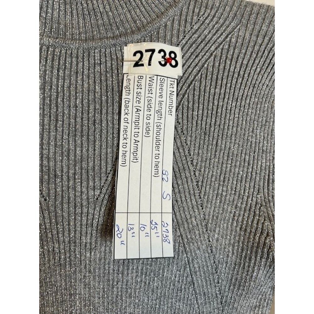 Steve Madden Metallic Silver/Gray Rib Mock Neck Sweater – Sz S - Picture 8 of 8